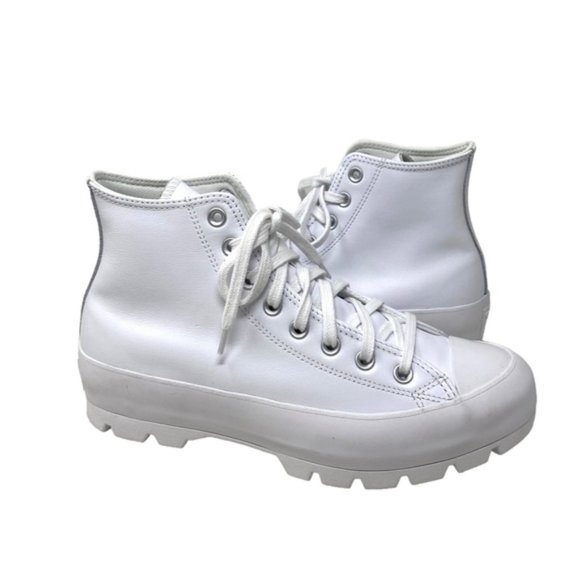 Converse Ctas Lugged Leather Shoes Women White Casual Hi Sneakers Custom 570634C - Picture 8 of 11